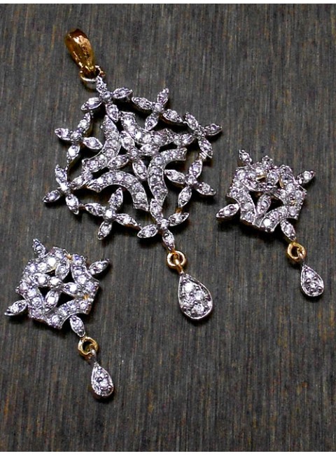 CZ Pendant With Earrings